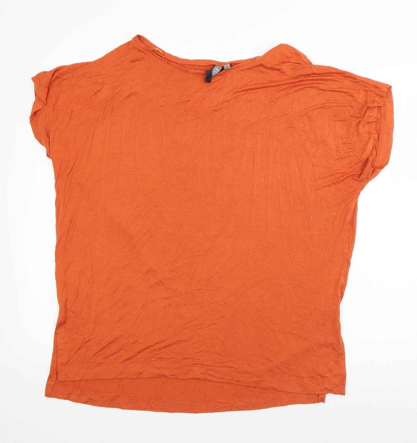 Originals Womens Orange  Viscose Basic T-Shirt Size 12 Boat Neck