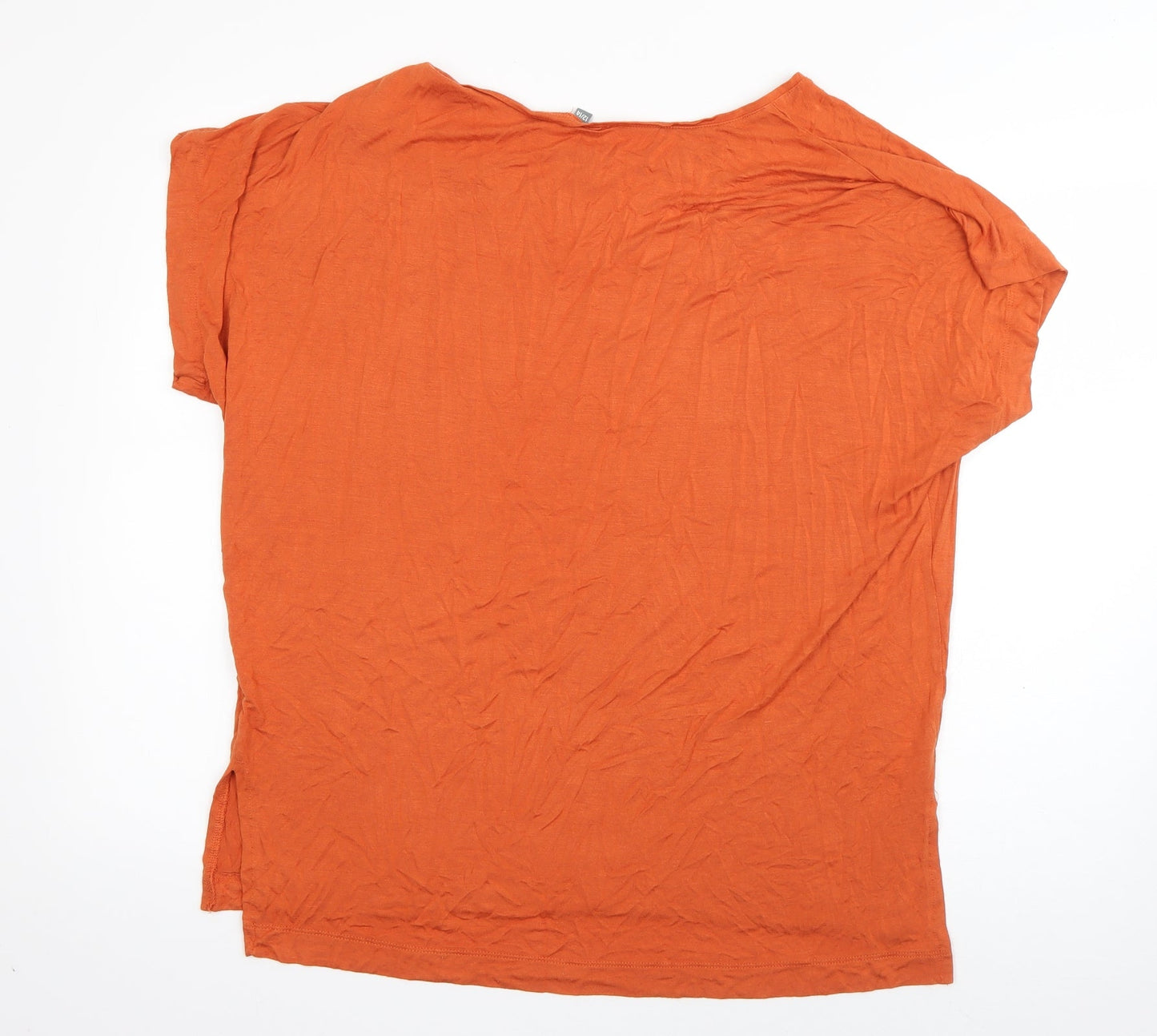 Originals Womens Orange  Viscose Basic T-Shirt Size 12 Boat Neck