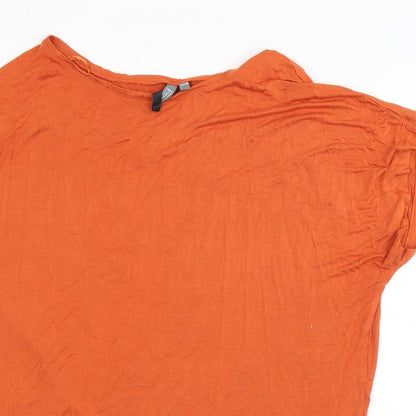 Originals Womens Orange  Viscose Basic T-Shirt Size 12 Boat Neck