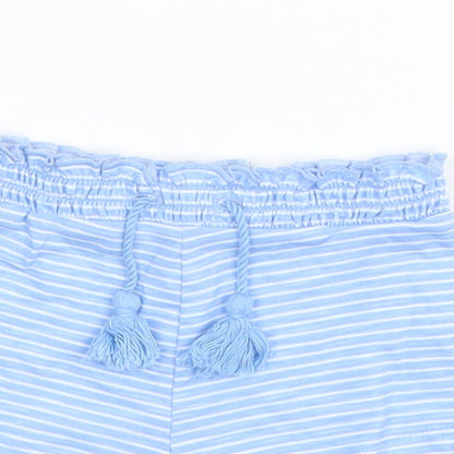 River Island Boys Blue Striped Cotton Cropped Trousers Size 3-6 Months  Drawstring