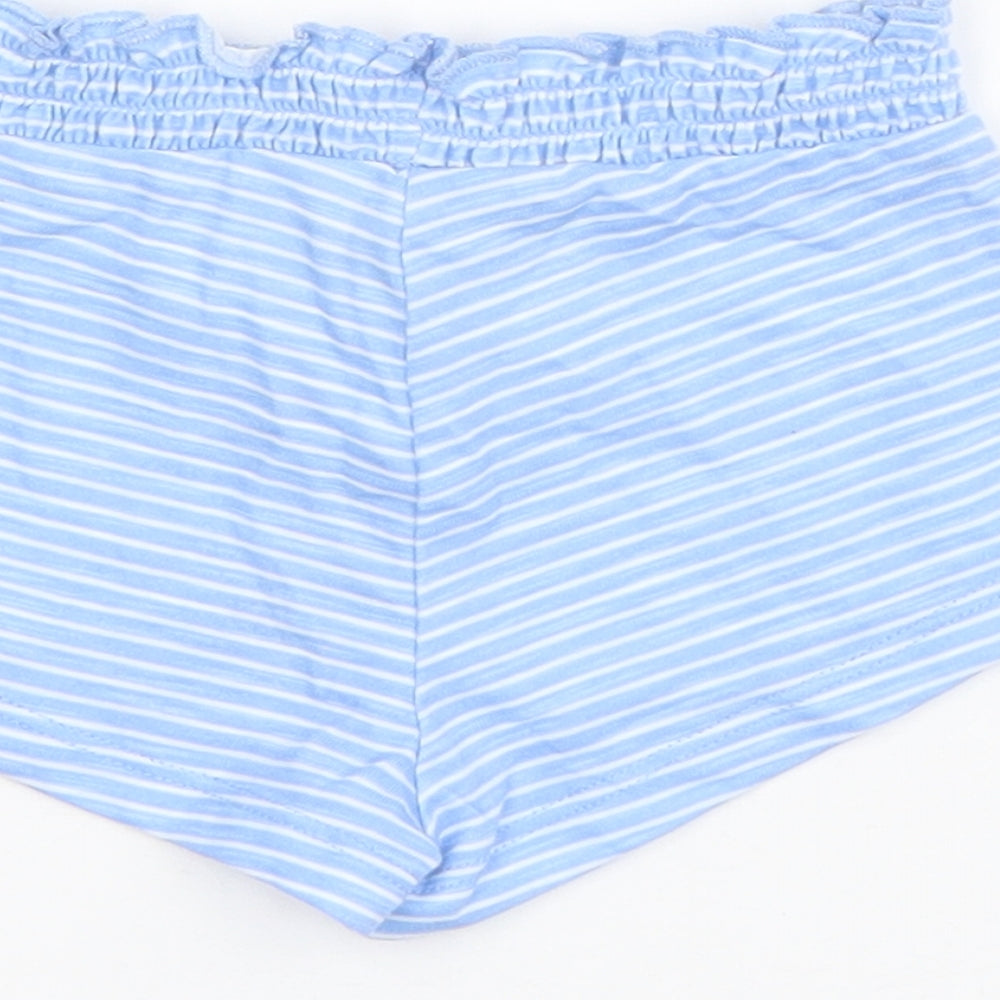 River Island Boys Blue Striped Cotton Cropped Trousers Size 3-6 Months  Drawstring