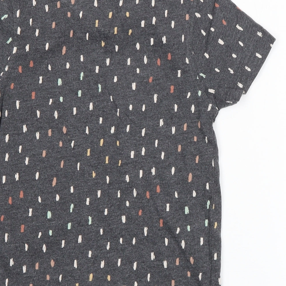 Hullabaloo Girls Grey Polka Dot Cotton Basic T-Shirt Size 4-5 Years Round Neck Pullover
