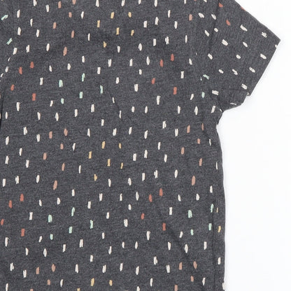 Hullabaloo Girls Grey Polka Dot Cotton Basic T-Shirt Size 4-5 Years Round Neck Pullover