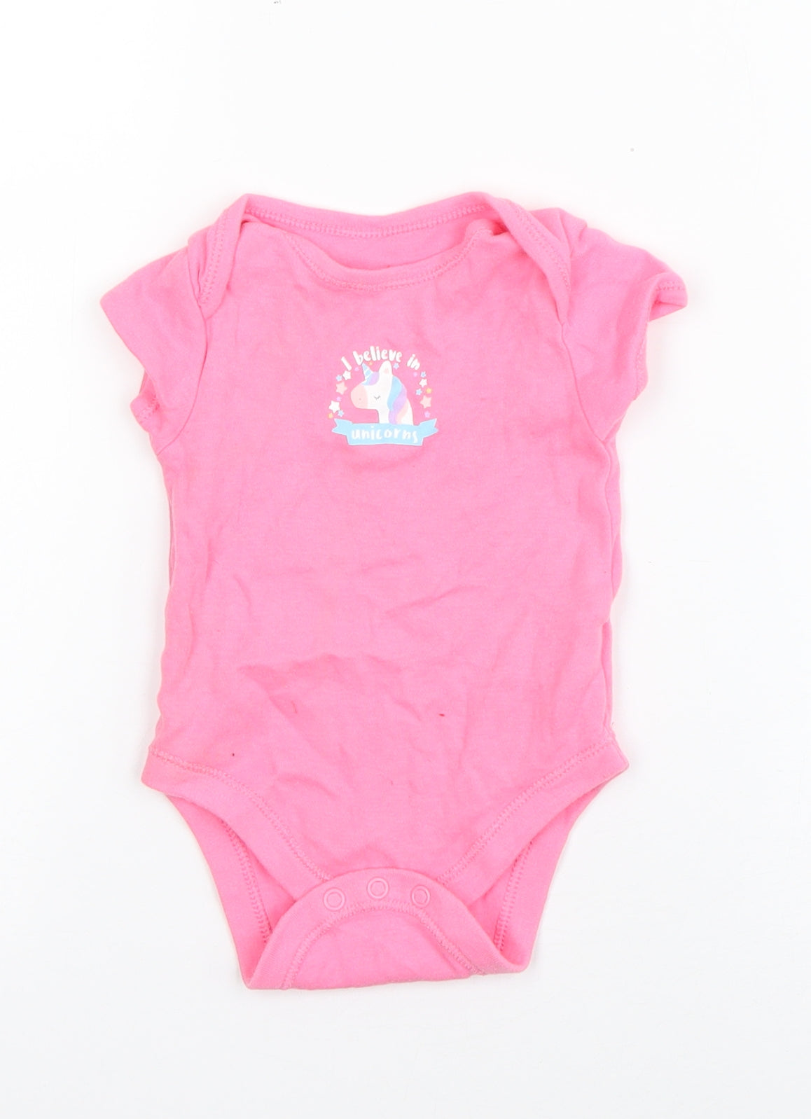 Primark Girls Pink  Cotton Babygrow One-Piece Size 3-6 Months  Snap - Unicorn