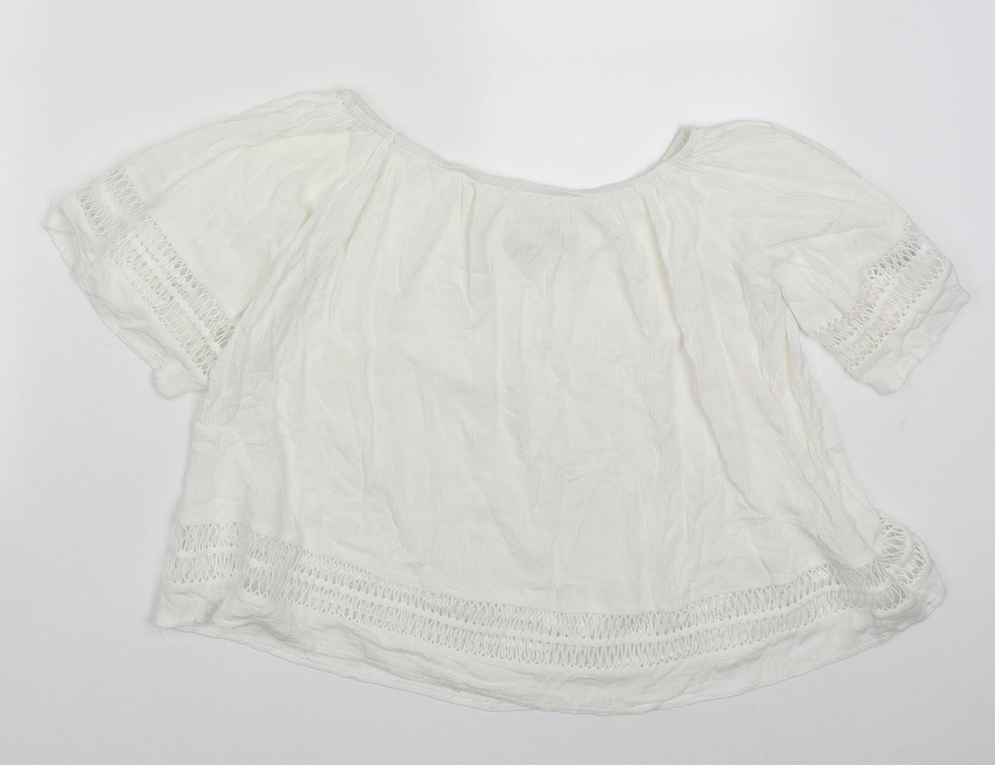 Mirumi Womens White  Viscose Basic Blouse Size S Off the Shoulder