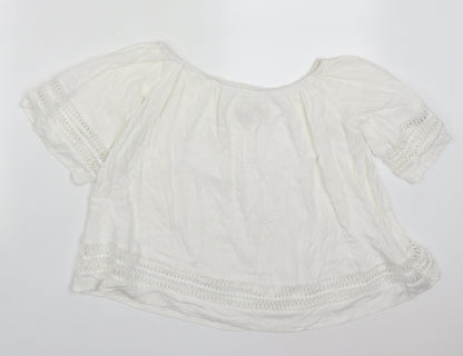 Mirumi Womens White  Viscose Basic Blouse Size S Off the Shoulder