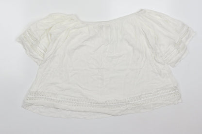 Mirumi Womens White  Viscose Basic Blouse Size S Off the Shoulder