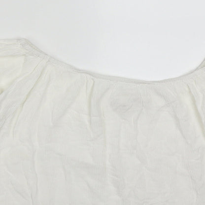 Mirumi Womens White  Viscose Basic Blouse Size S Off the Shoulder