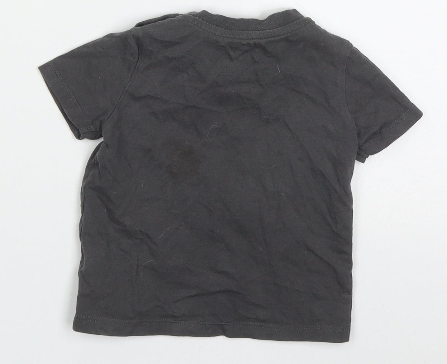 F&F Boys Grey  Cotton Basic T-Shirt Size 9-12 Months Crew Neck Pullover - Tigers Be Strong Brave