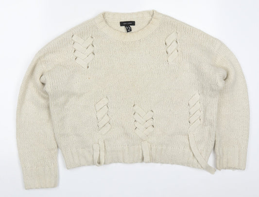 Womens UK Size M New Look Beige Pullover Jumper