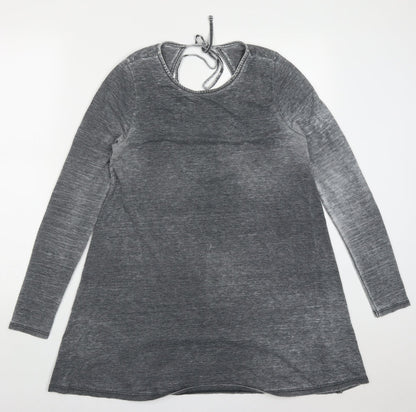 Topshop Womens Grey  Polyester T-Shirt Dress  Size 10  Round Neck Pullover