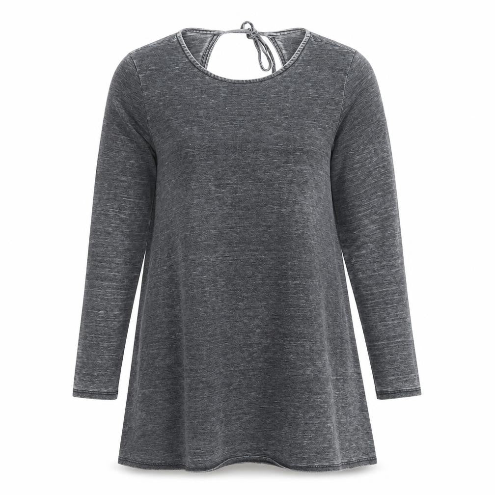 Front view of Topshop women’s grey polyester t-shirt dress, size UK 10, round neck pullover