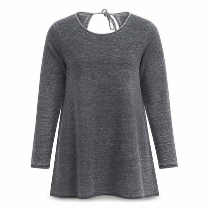 Front view of Topshop women’s grey polyester t-shirt dress, size UK 10, round neck pullover