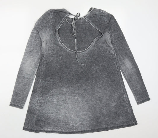 Topshop Womens Grey  Polyester T-Shirt Dress  Size 10  Round Neck Pullover