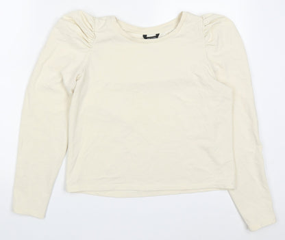 Monki Womens Beige  Cotton Pullover Sweatshirt Size S  Pullover