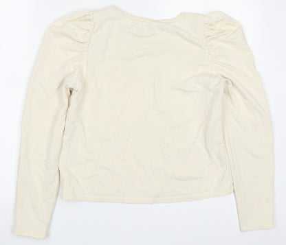 Monki Womens Beige  Cotton Pullover Sweatshirt Size S  Pullover