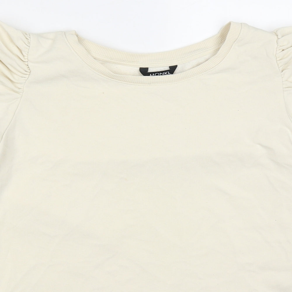 Monki Womens Beige  Cotton Pullover Sweatshirt Size S  Pullover