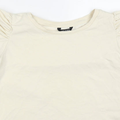 Monki Womens Beige  Cotton Pullover Sweatshirt Size S  Pullover