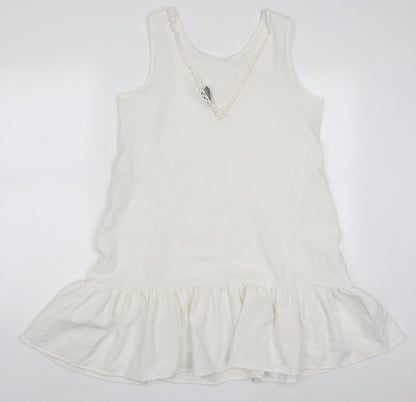 VERO MODA Womens White  Polyester A-Line  Size M  Round Neck Pullover