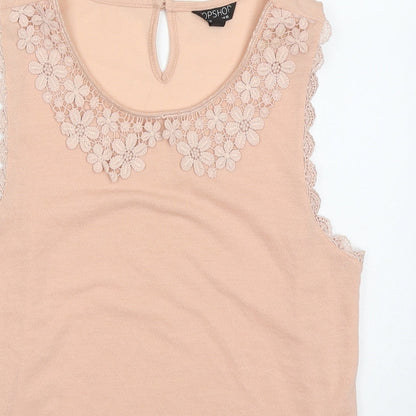 Womens UK Size 10 Topshop Pink Basic Tank