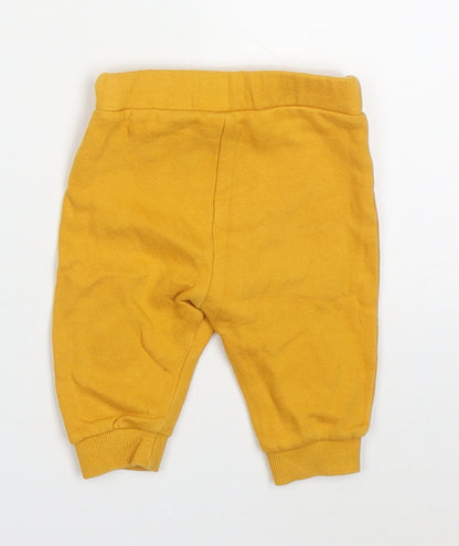 F&F Boys Yellow  Cotton Sweatpants Trousers Size 3-6 Months  Drawstring