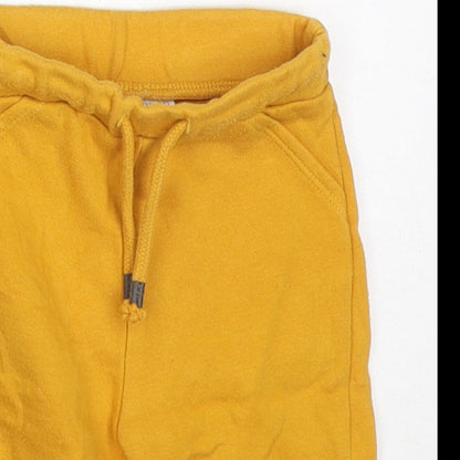 F&F Boys Yellow  Cotton Sweatpants Trousers Size 3-6 Months  Drawstring