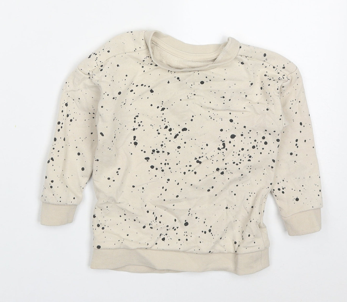 Matalan Baby Beige  Cotton Basic T-Shirt Size 18-24 Months Crew Neck Pullover - Splatter Print