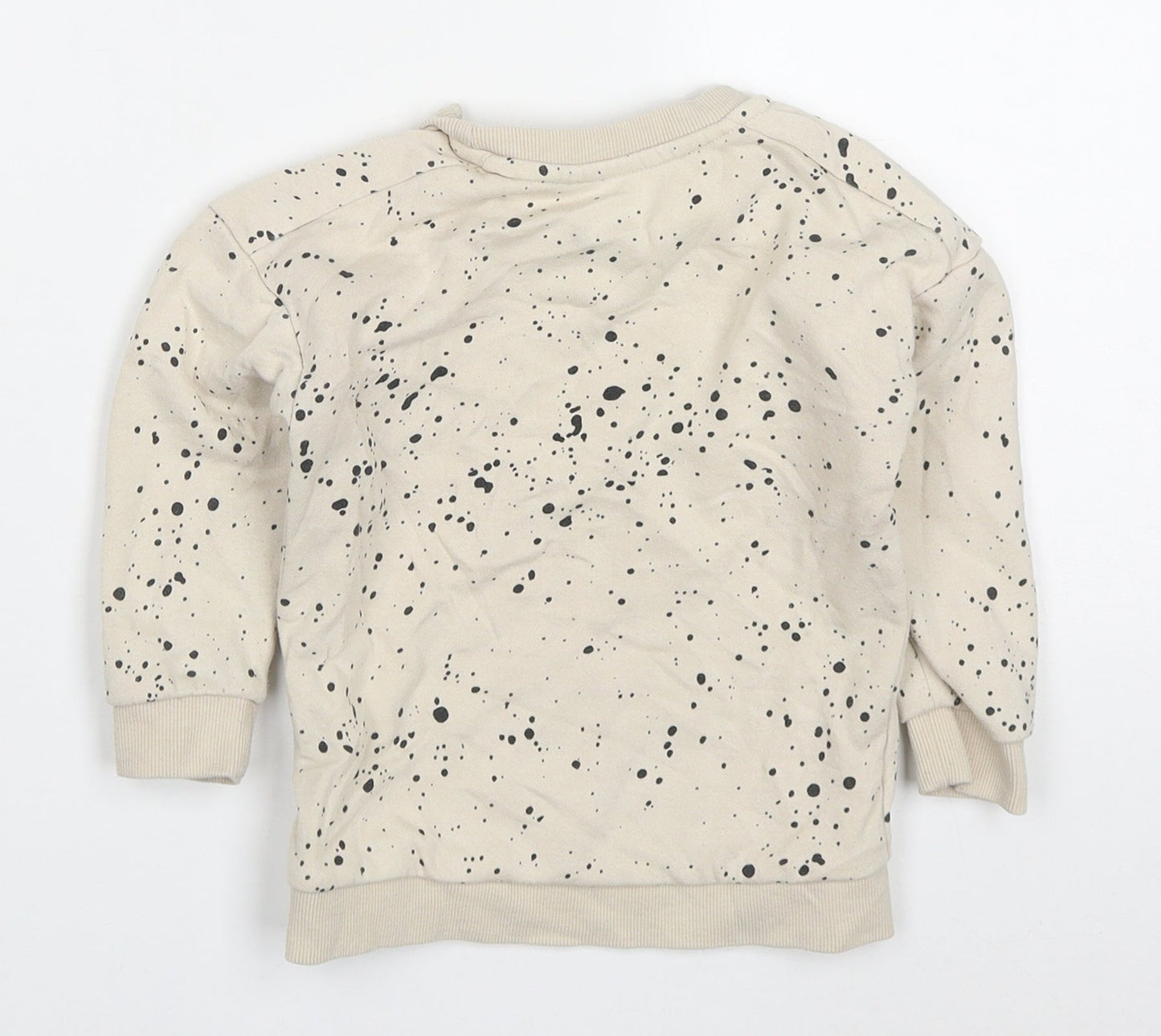 Matalan Baby Beige  Cotton Basic T-Shirt Size 18-24 Months Crew Neck Pullover - Splatter Print
