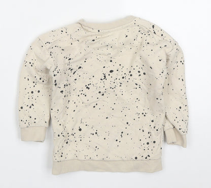 Matalan Baby Beige  Cotton Basic T-Shirt Size 18-24 Months Crew Neck Pullover - Splatter Print