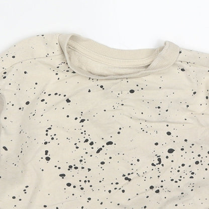 Matalan Baby Beige  Cotton Basic T-Shirt Size 18-24 Months Crew Neck Pullover - Splatter Print