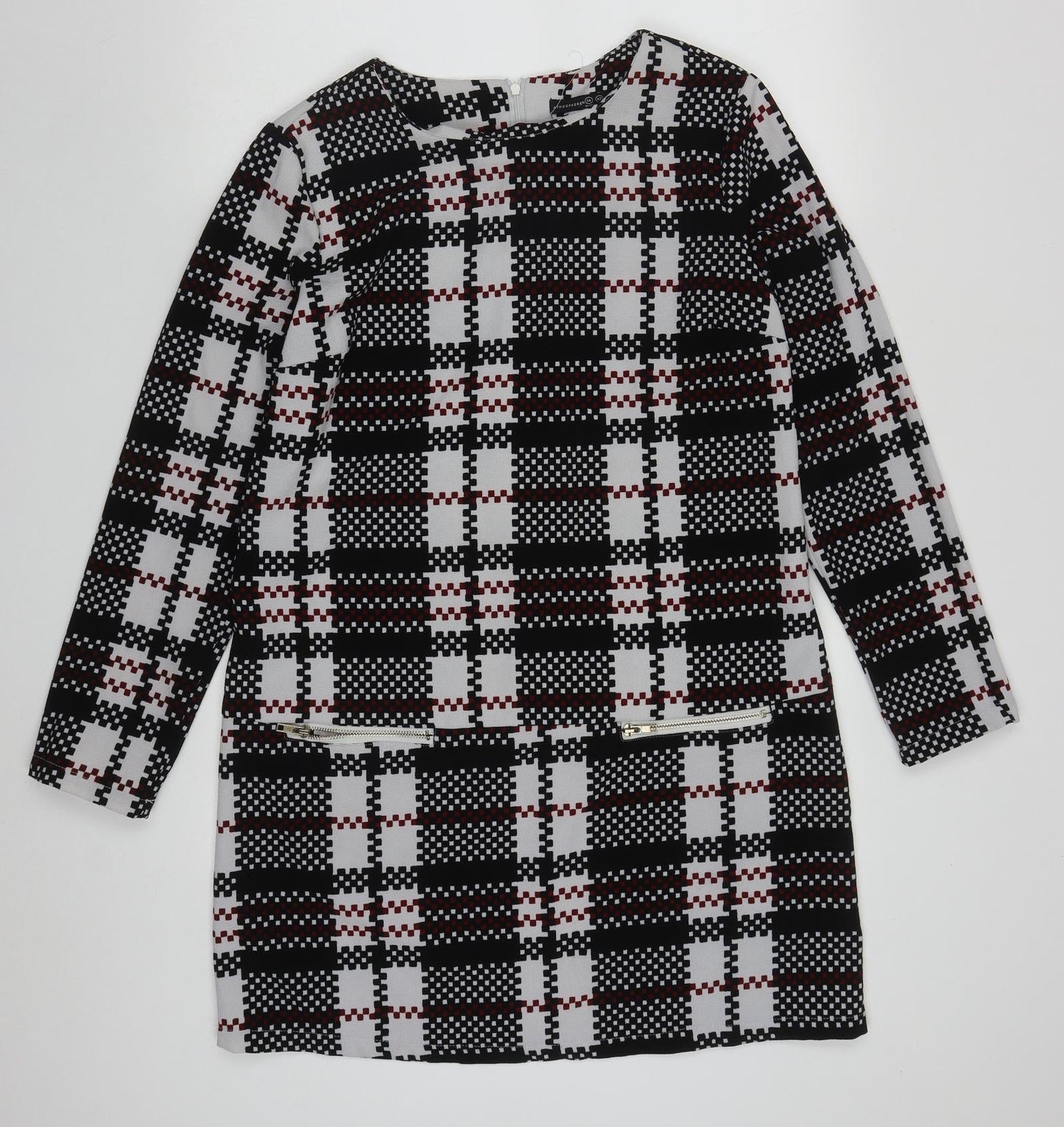 Atmosphere Womens Multicoloured Check Polyester Shift  Size 14  Round Neck Pullover