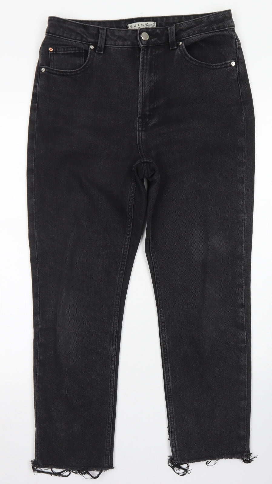 Denim Co Womens Black  Cotton Straight Jeans Size 12 L24 in Regular Button
