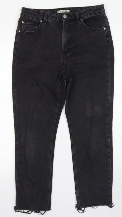 Denim Co Womens Black  Cotton Straight Jeans Size 12 L24 in Regular Button