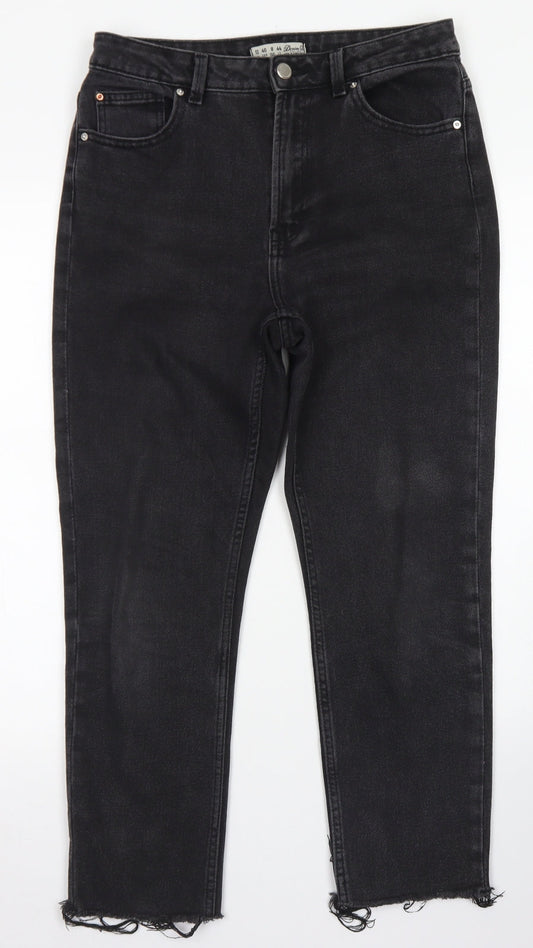 Denim Co Womens Black  Cotton Straight Jeans Size 12 L24 in Regular Button