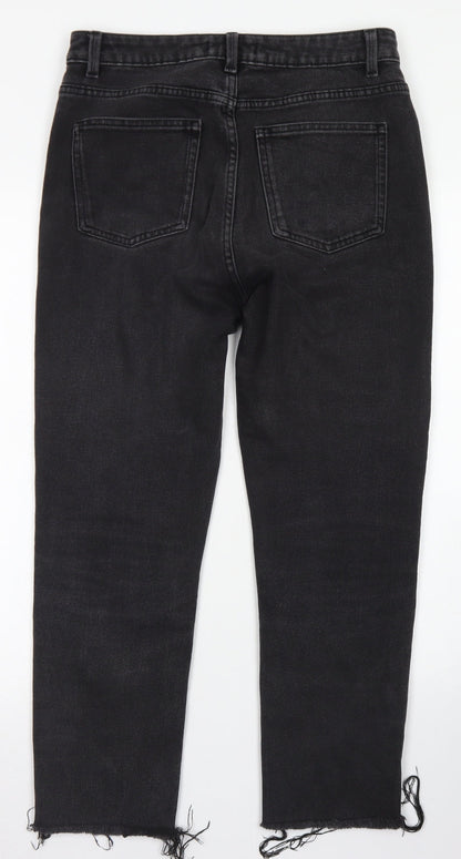 Denim Co Womens Black  Cotton Straight Jeans Size 12 L24 in Regular Button