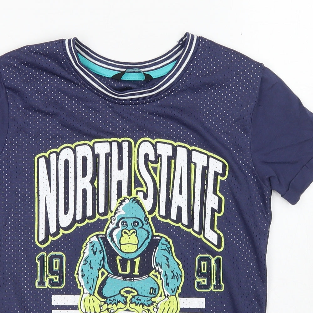 George Boys Blue  Cotton Jersey T-Shirt Size 6-7 Years Crew Neck
