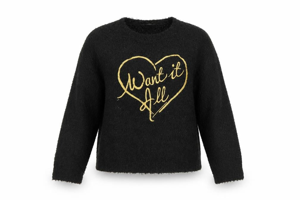 Front view of Divided women’s black crew neck polyester jumper, size S