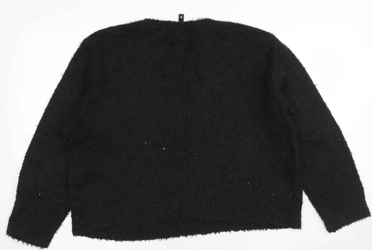 Back view of Divided women’s black crew neck polyester jumper, size S