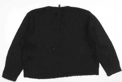 Back view of Divided women’s black crew neck polyester jumper, size S