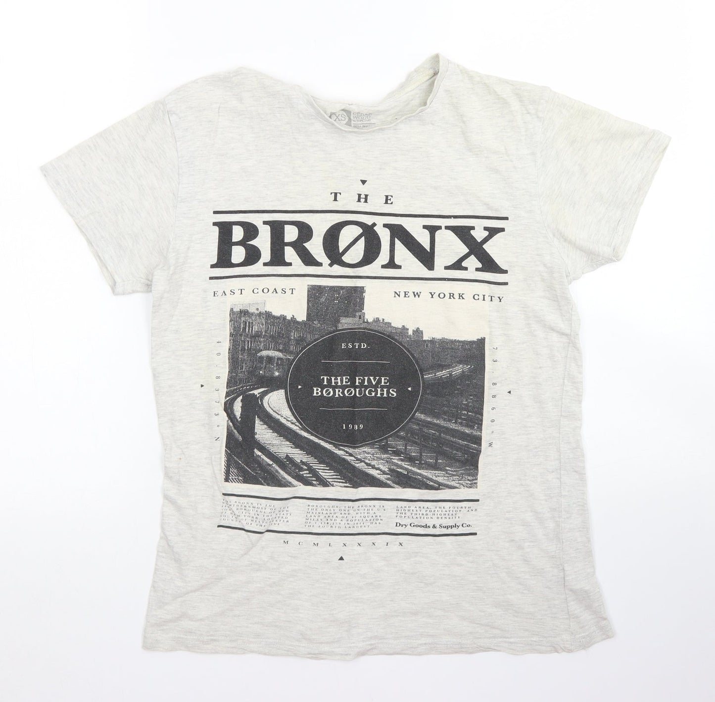 Mens UK Size XS Cedar Wood State Grey  T-Shirt