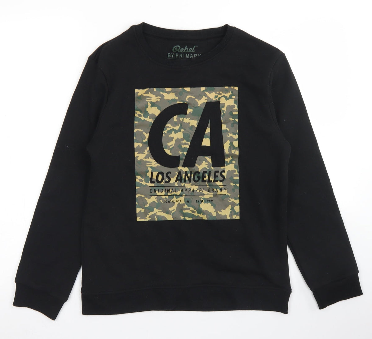 Additional front view of Rebel boys’ black polyester pullover sweatshirt, size 12-13, years