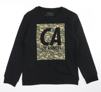 Additional front view of Rebel boys’ black polyester pullover sweatshirt, size 12-13, years