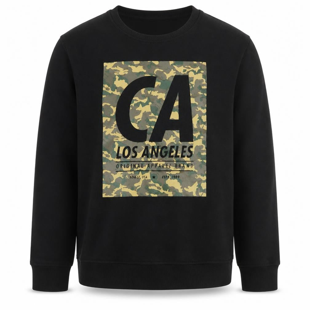 Front view of Rebel boys’ black polyester pullover sweatshirt, size 12-13, years
