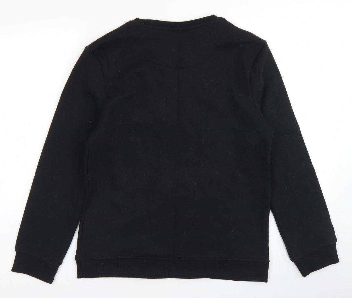 Back view of Rebel boys’ black polyester pullover sweatshirt, size 12-13, years