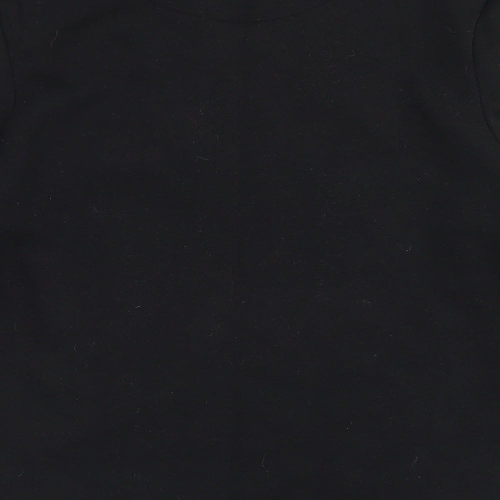 Brand and care label for Rebel boys’ black polyester pullover sweatshirt, size 12-13, years