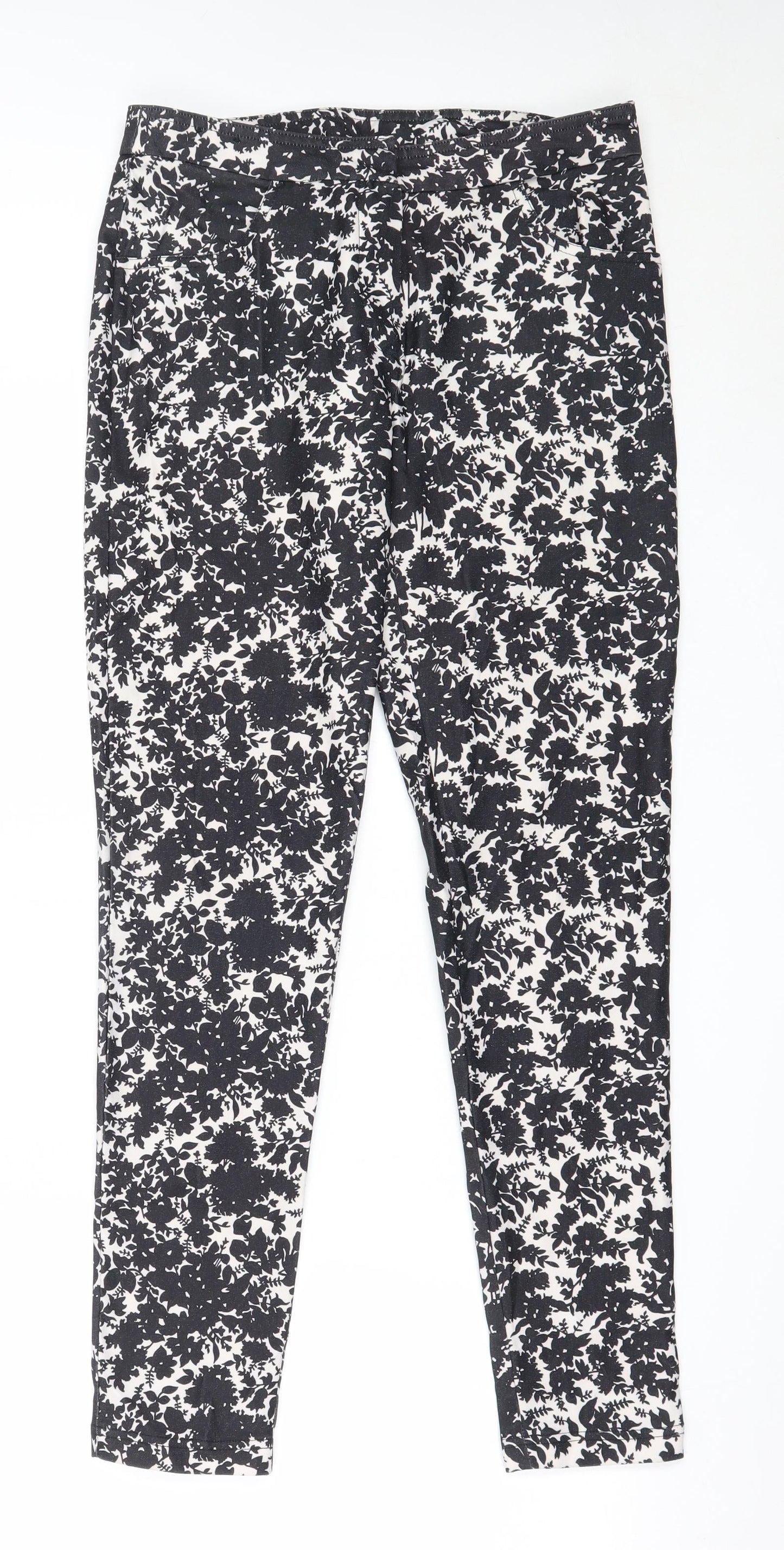 Womens UK Size 8 New Look Regular Fit Capri Black Trousers