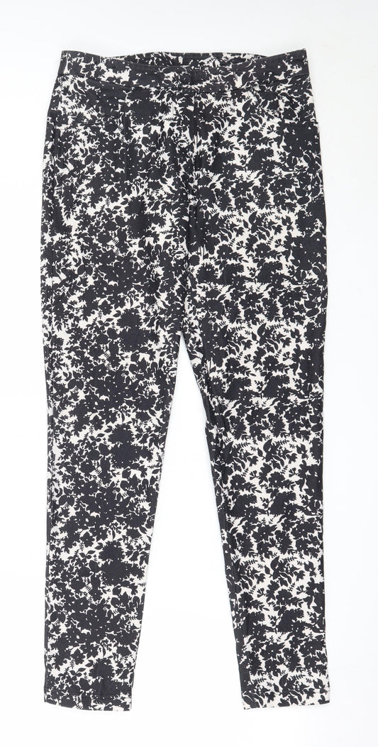 New Look Womens Black Floral Polyester Capri Trousers Size 8 L28 in Regular