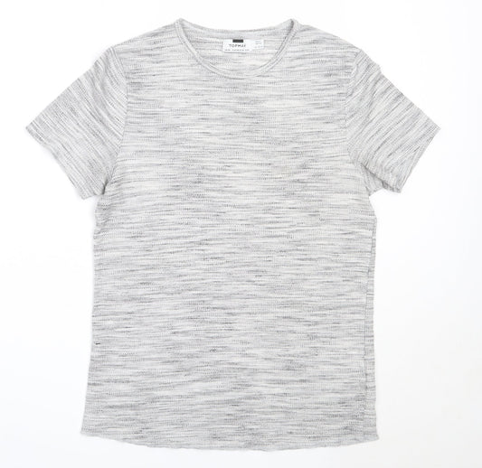 Topman Mens Grey  Polyester  T-Shirt Size XS Round Neck