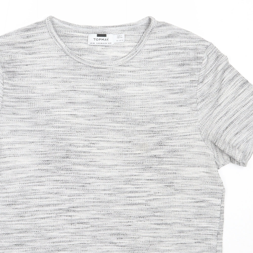 Topman Mens Grey  Polyester  T-Shirt Size XS Round Neck