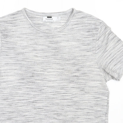 Topman Mens Grey  Polyester  T-Shirt Size XS Round Neck